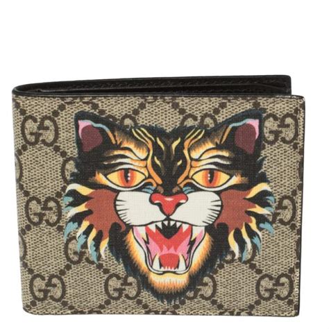 Gucci Wallet Angry Cat GG Supreme 